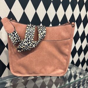 Stylish Pink Women's Bag with Leopard Strap